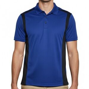 Grand Slam Performance Mens Polo Shirt‎ LG Blue Black Golf